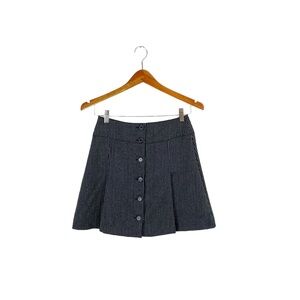 United Colors of Benetton Pleated Mini Skirt Grey Stripe Italy 40